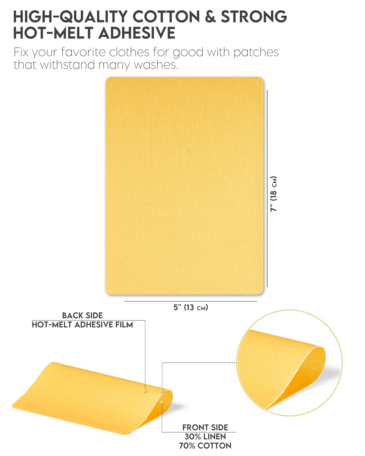 ZEFFFKA 12-Pack Linen Iron-On Patches Fabric Repair Kit for Clothing Shirts Pants Dresses Natural Look Strong Adhesive 12 Colors 30% Linen 70% Cotton 13 X 18 Cm image number 1