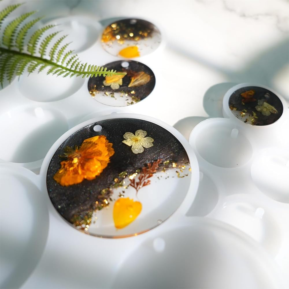 3 Pcs Large+Medium+Small Silicone Circle Molds, with for Keychain, Jewelry Making, Pet Tag, Epoxy Resin Art, round Casting Molds with Hole, DIY Crafts Jewelry Pendant Earring image number 2