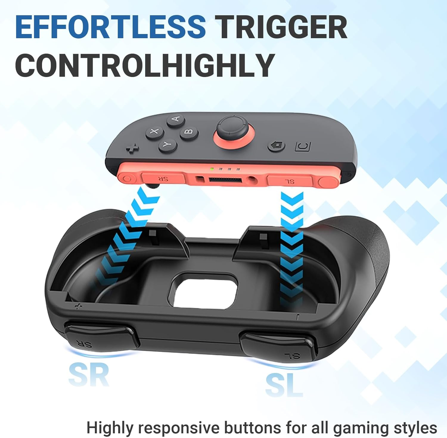 JOWILIN Joy-Con Grips for Nintendo Switch 2 (2025), 2 Pack Ergonomic Handle Joystick Kit Accessory, Comfortable & Anti-Slip Game Controller Kit for Nintendo Switch 2 Joycon Controller (Black) - Black image number 5
