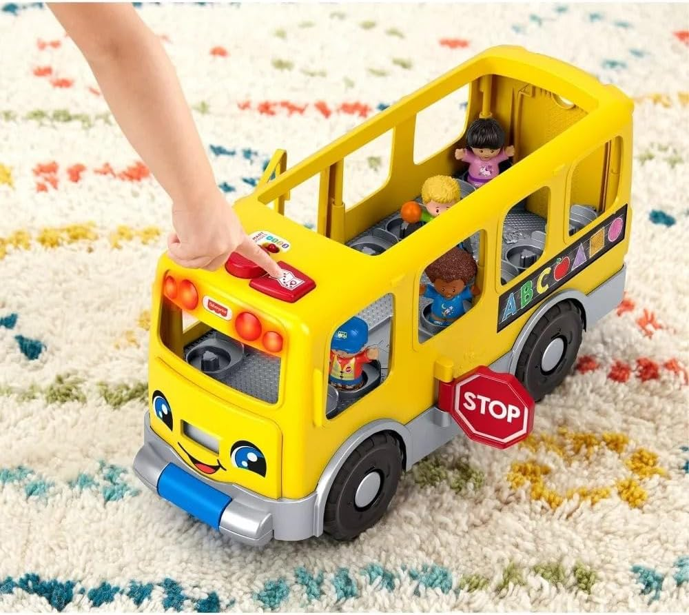 Fisher-Price Little People Toddler Learning Toy Big Yellow School Bus with Lights Sounds & Smart Stages, 4 Figures, Ages 1+ Years image number 2