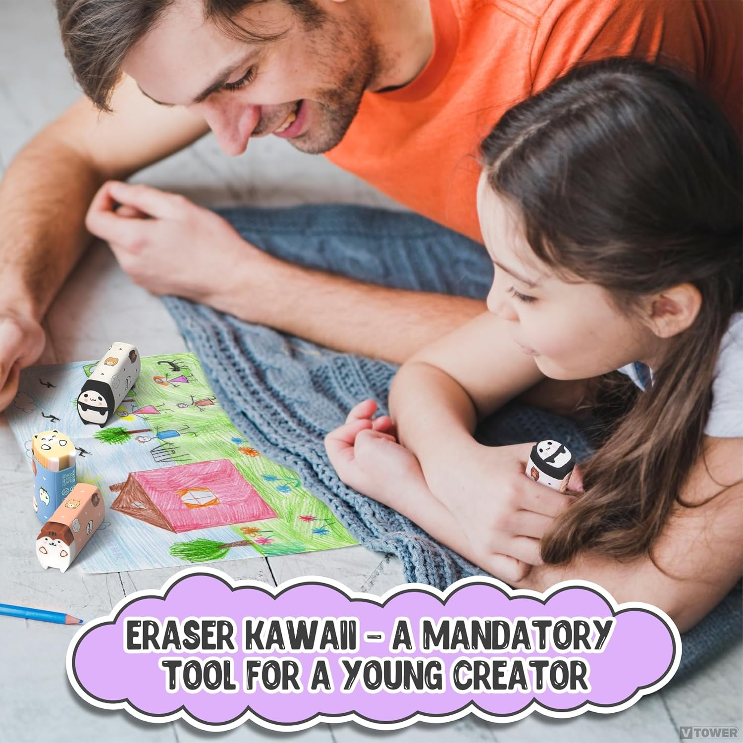 6 Pack Cute Erasers, Kawaii Animal Pencil Eraser for Kids Panda Sheep Cat Eraser Bulk Kawaii School Supplies, School Prize Stationery image number 3