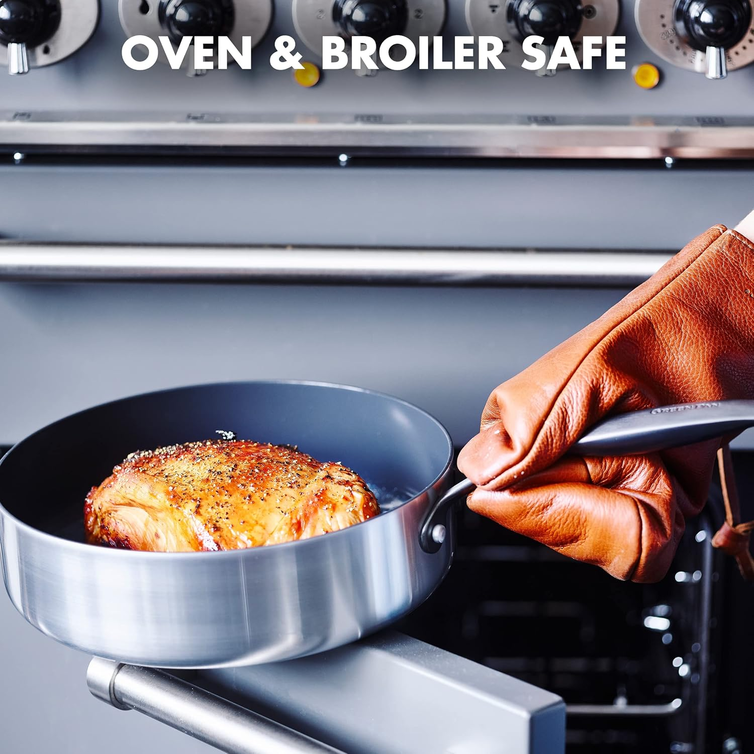 Greenpan Venice Pro Noir Tri-Ply Stainless Steel Healthy Ceramic Nonstick 13 Piece Cookware Pots and Pans Set, Matte Black Handle, Pfas-Free, Multi Clad, Induction, Dishwasher Safe, Oven Safe, Silver image number 2