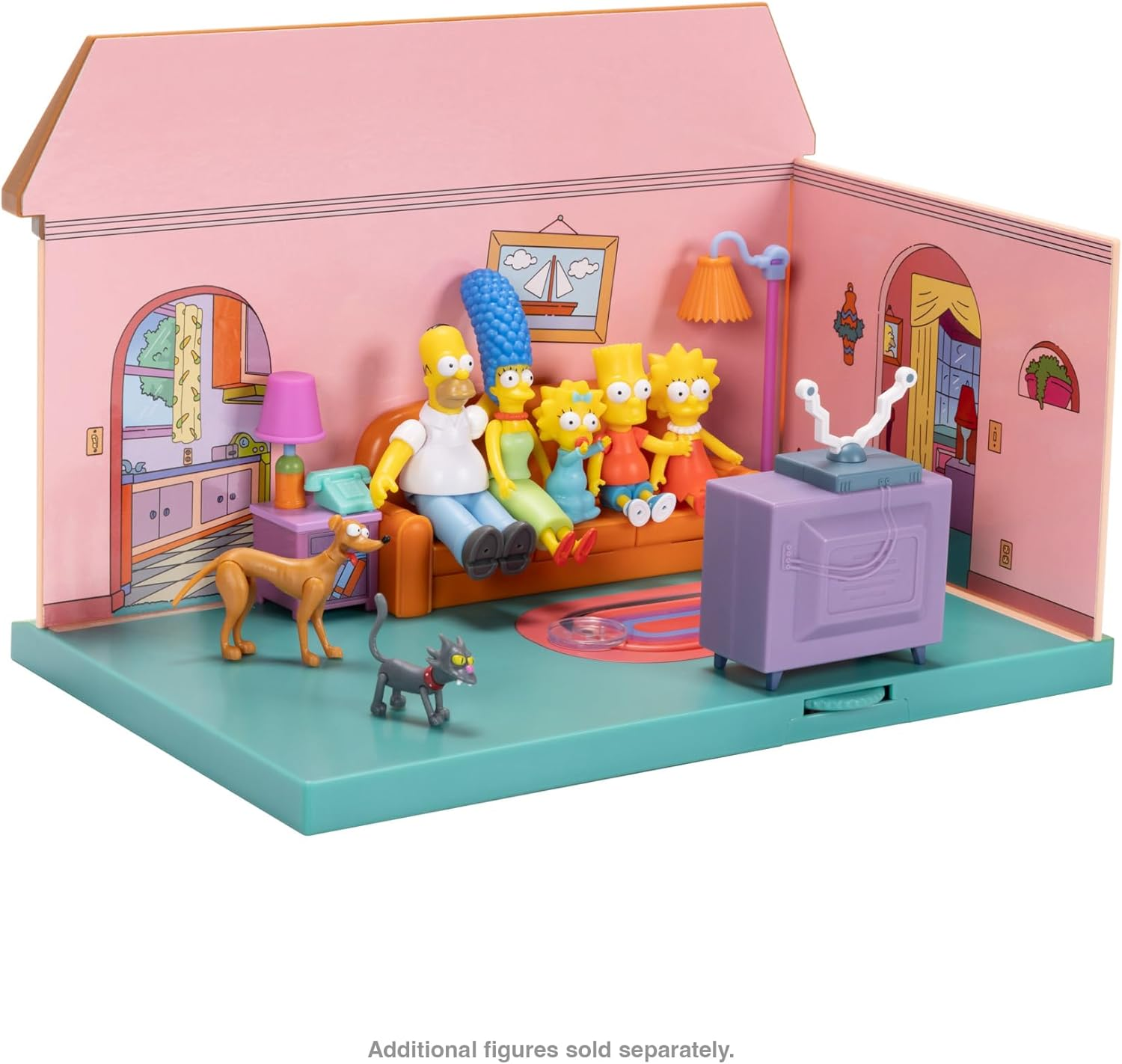 The Simpsons Living Room Diorama House Playset, 2.5-Inch Scale Homer Action Figure and Accessories image number 2