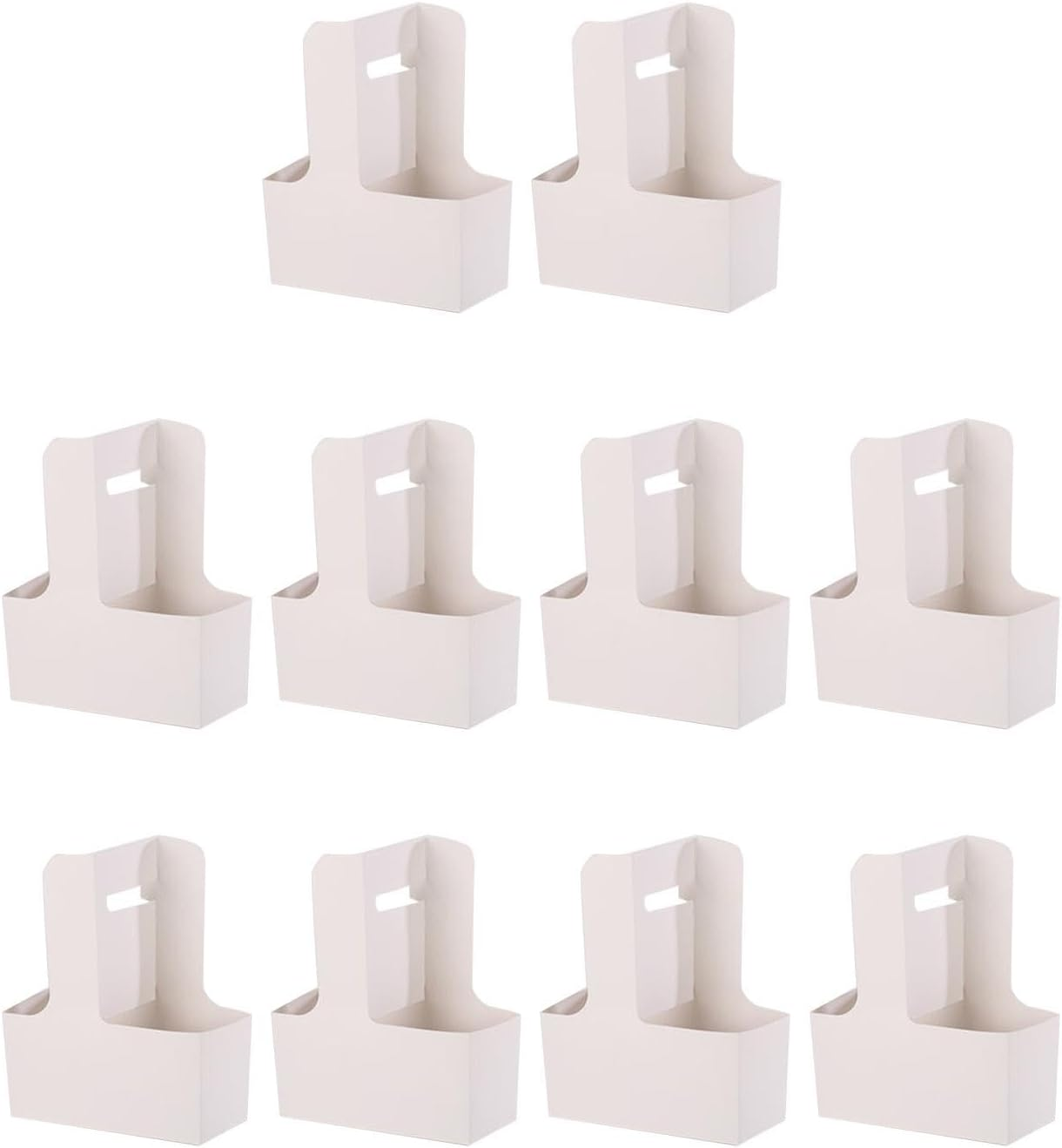10X 2 Cup Drink Carrier with Handle Cup Carriers Lightweight Folding Cup Holder for Juice Ice Cream Cups Iced Coffee Drinks, White image number 4