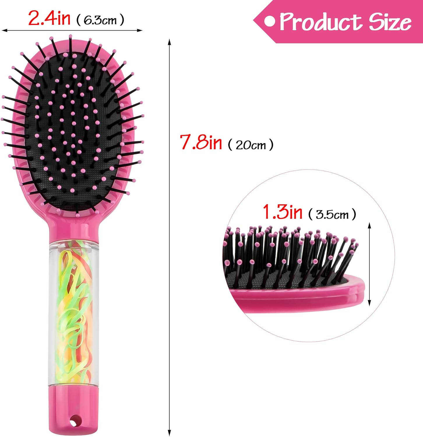 DODAMOUR Velvet Touch Paddle Cushion Hair Brush, Scalp Massage Paddle Brush, Detachable Handle for Hair Ties and Clips, Oval Scalp Massage Comb Ideal for Wet & Dry Hair (Magenta) image number 3