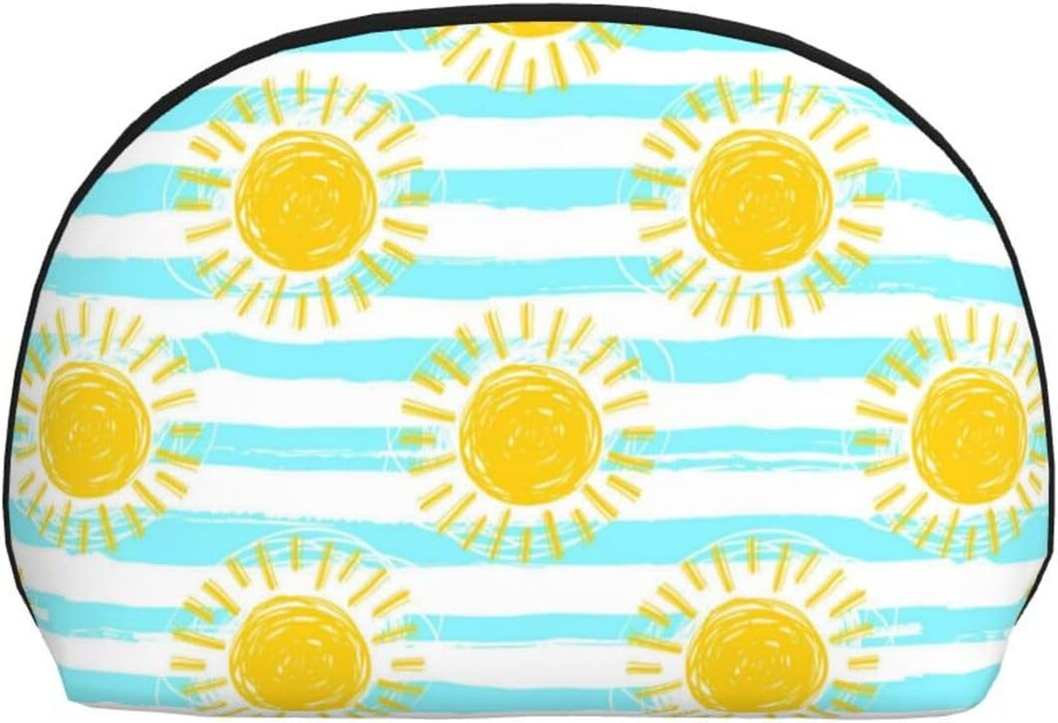 Cozimangoe Coin Pouch Makeup Bags Set, 2 Piece Shell Shape Cosmetic Bag with Pockets for Daily Travel Handbag Lipstick Keys Toiletry, Personalized Cartoon Sun image number 5