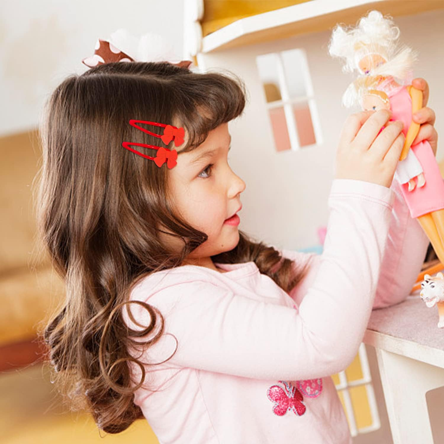 23 Pieces Kids Hair Accessories Set Bow Hair Clip Head Flower Ponytail Elastic Hair Rope Styling Accessories for Girls School Christmas Birthday Party (Red) image number 4