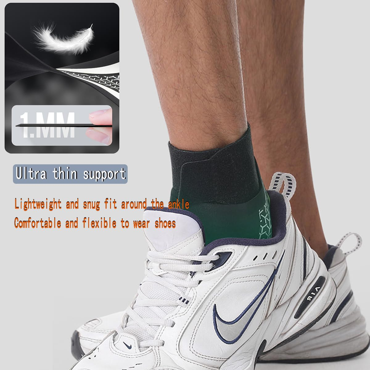 Ankle Support Brace， Open-Heel Ankle Brace with Adjustable Straps for Sports Protect, Plantar Fasciitis, Achilles Tendonitis, Ligament Damage, Injury Recovery，Male and Female,Uniform Size/No Distinction between Left and Right (Right, Gray) - Purple image number 2