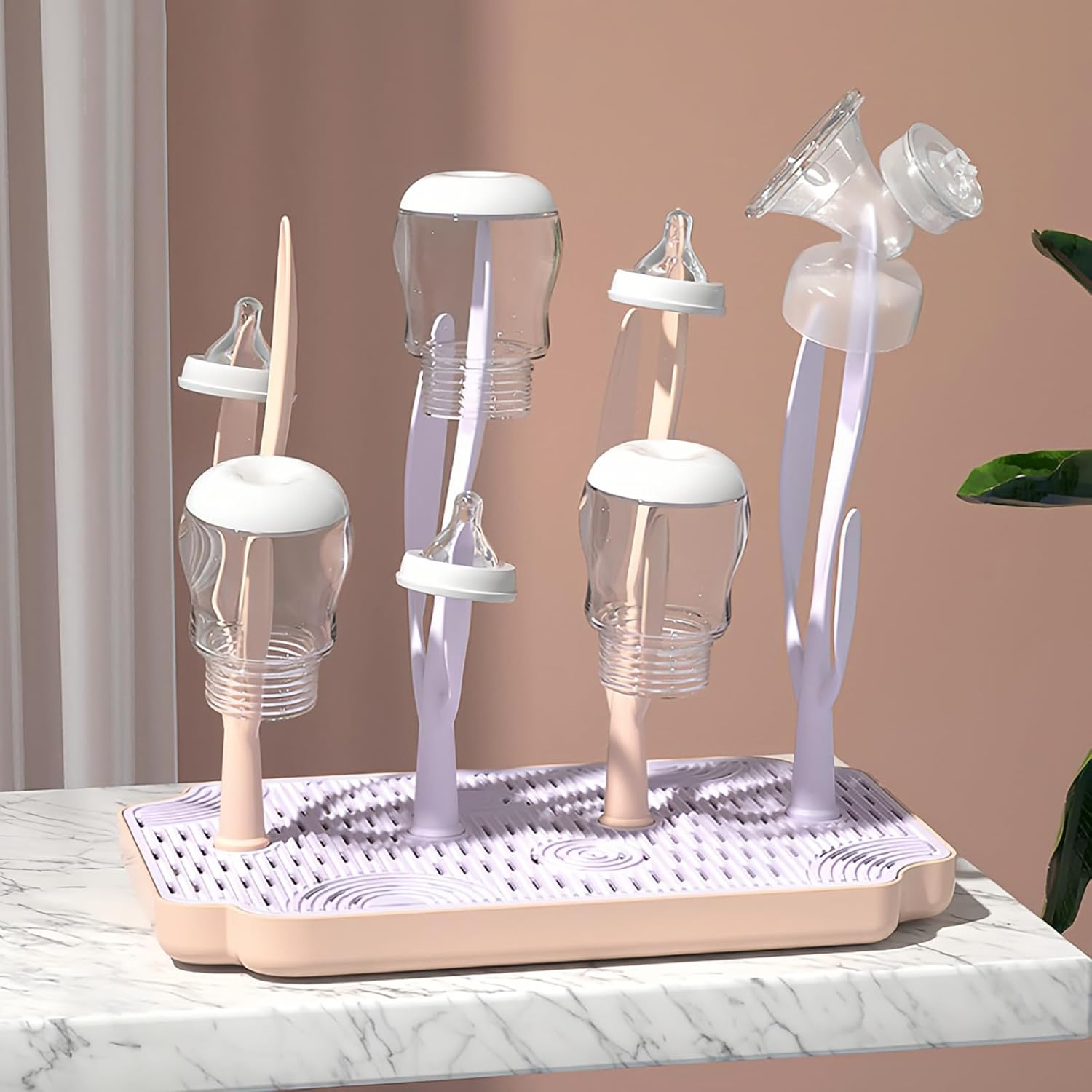 Baby Bottle Drying Rack, Vertical Bottle Dryer Holder with Detachable Design, ABS Material, Space-Saving & Fast Drying for Baby Bottles, Pacifiers, and Accessories (Blue)