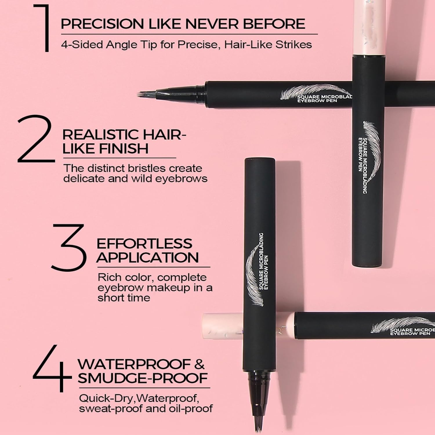 Microblading Liquid Eyebrow Pen - Micro Line, Tint, Filling the Eyebrow, Waterproof and Smudge-Proof Eyebrow Brush Pen for Natural Hair-Like Strokes, Long-Lasting, Mocha image number 2