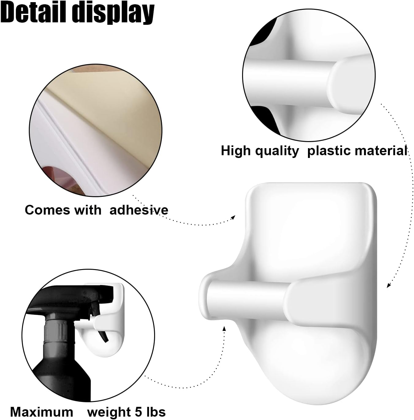 LUTER 8Pcs Spray Bottle Hooks for Cabinet, Adhesive Spray Bottle Hanger Hooks Wall Mount Spray Can Holder for Storage Rack Cabinet Kitchen Extra Storage Space Organizer Hanger