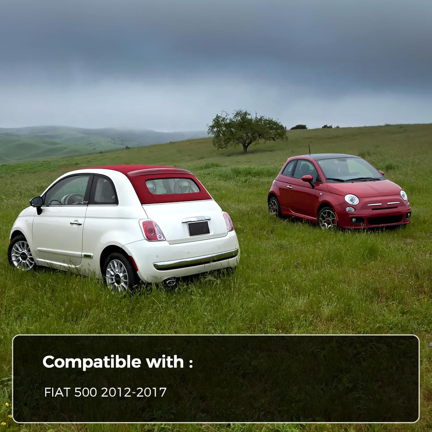 Compatible with 12-17 Fiat 500 MATT Black Left & Right Door Mirror Flag Cover MOLDINGS image number 1