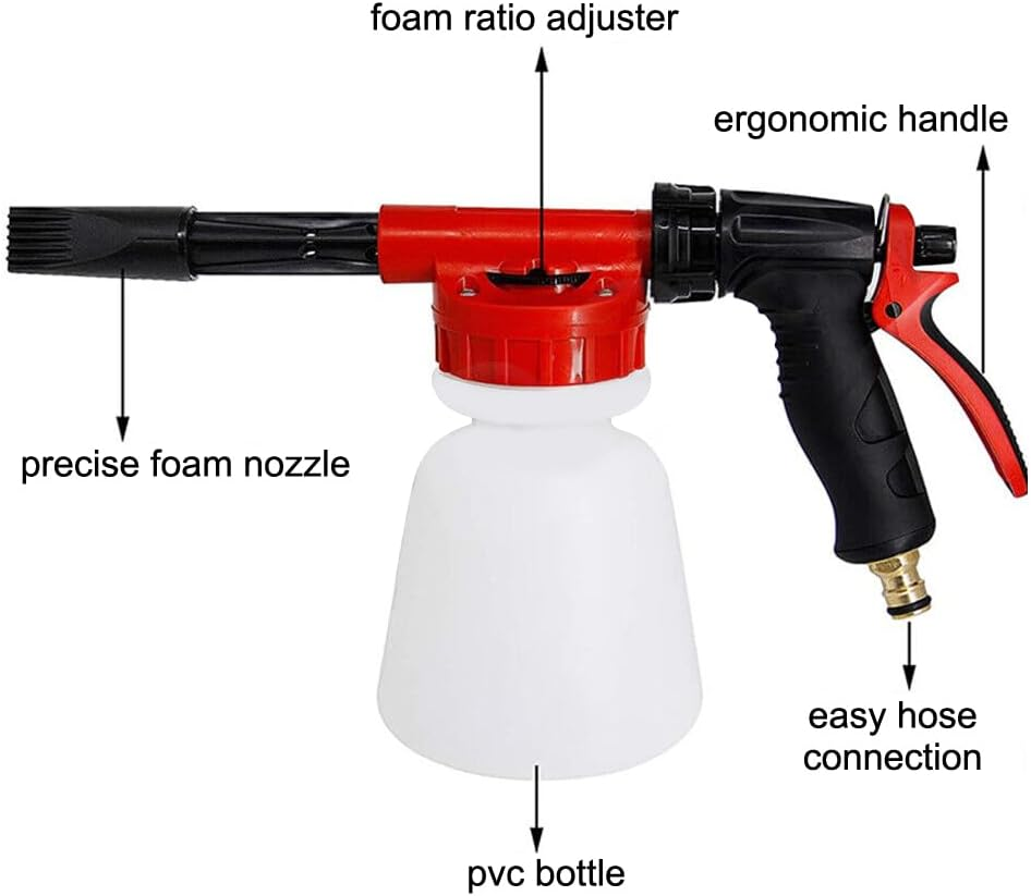 8PCS 1L High Pressure Car Wash Snow Foam Gun Washer Lance Hose Pipe Soap Spray Bottle image number 2