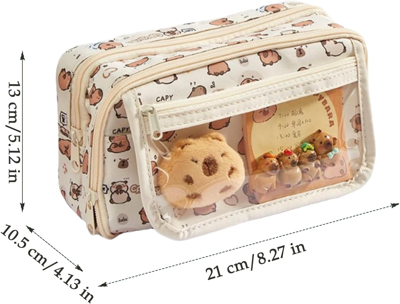 Generisch Capybara Plush Pencil Case - Cute Pen Holder Pencil Bag | Wide Opening Pencil Case, Office Supplies with 9 Compartments, Funny Cute Pen Holder Bag image number 1