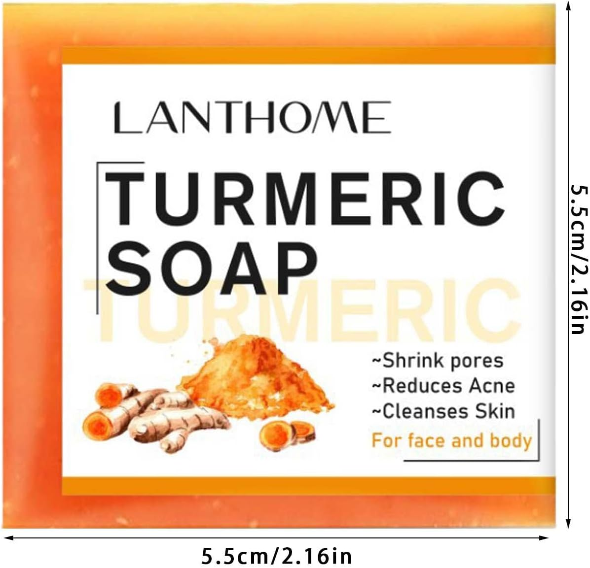 2 Pcs Natural Turmeric Soap Bar,Pure Natural Turmeric Soap Bar for Face Body | Turmeric Face Soap Reduces Acnes, Fades Scars, and Cleanses Skin, Turmeric Bar Soap for All Skin Types Strop-Au image number 5