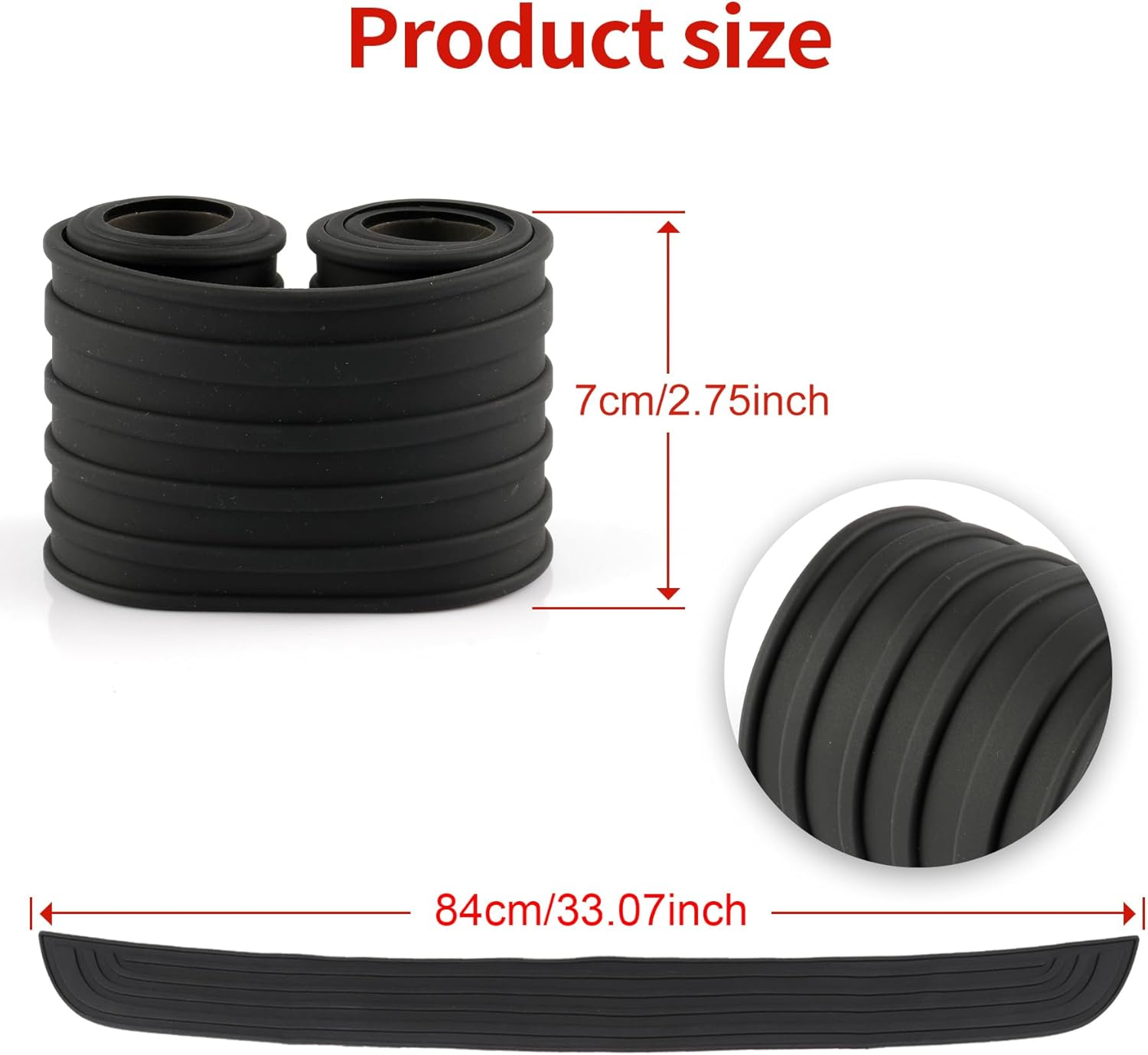 SINGARO Car Rear Bumper Protector, 35.5Inch X2.75Inch Car/Suv Universal Rubber Anti-Scratch Trunk Exterior Accessories（Black） image number 4