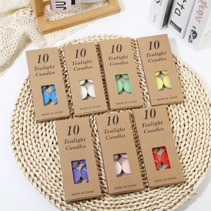 Colored Tealight Candles Handmade Organic Tea Lights Set of 10Pack Small Red Candles 1.5-2 Hours Burn Tea Lights for Valentine'S Day, Birthday, Votive Parties ，Home Decoration (White) image number 3