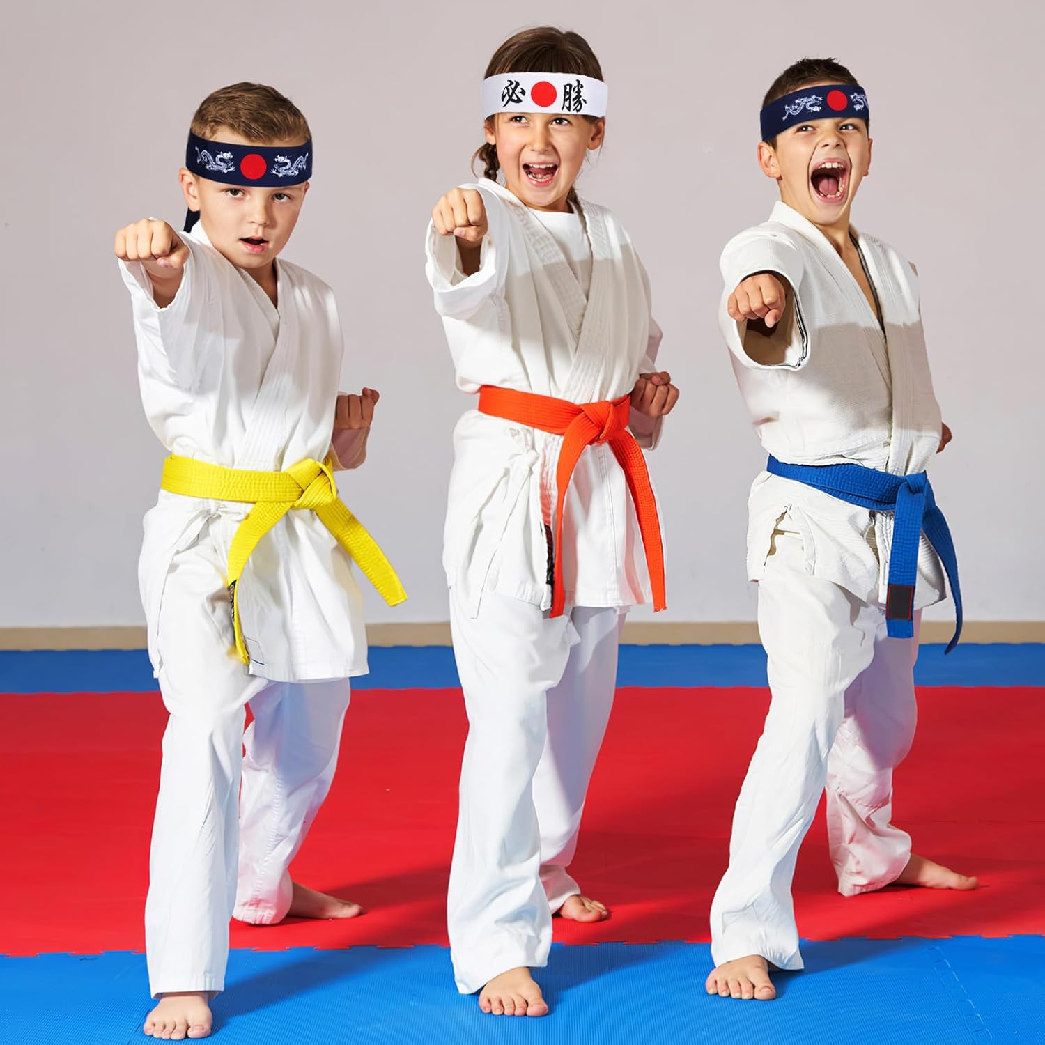 Angoily Japanese Headband Set 2Pcs Workout Headbands Blue Mythical Pattern for Sports and Running image number 1