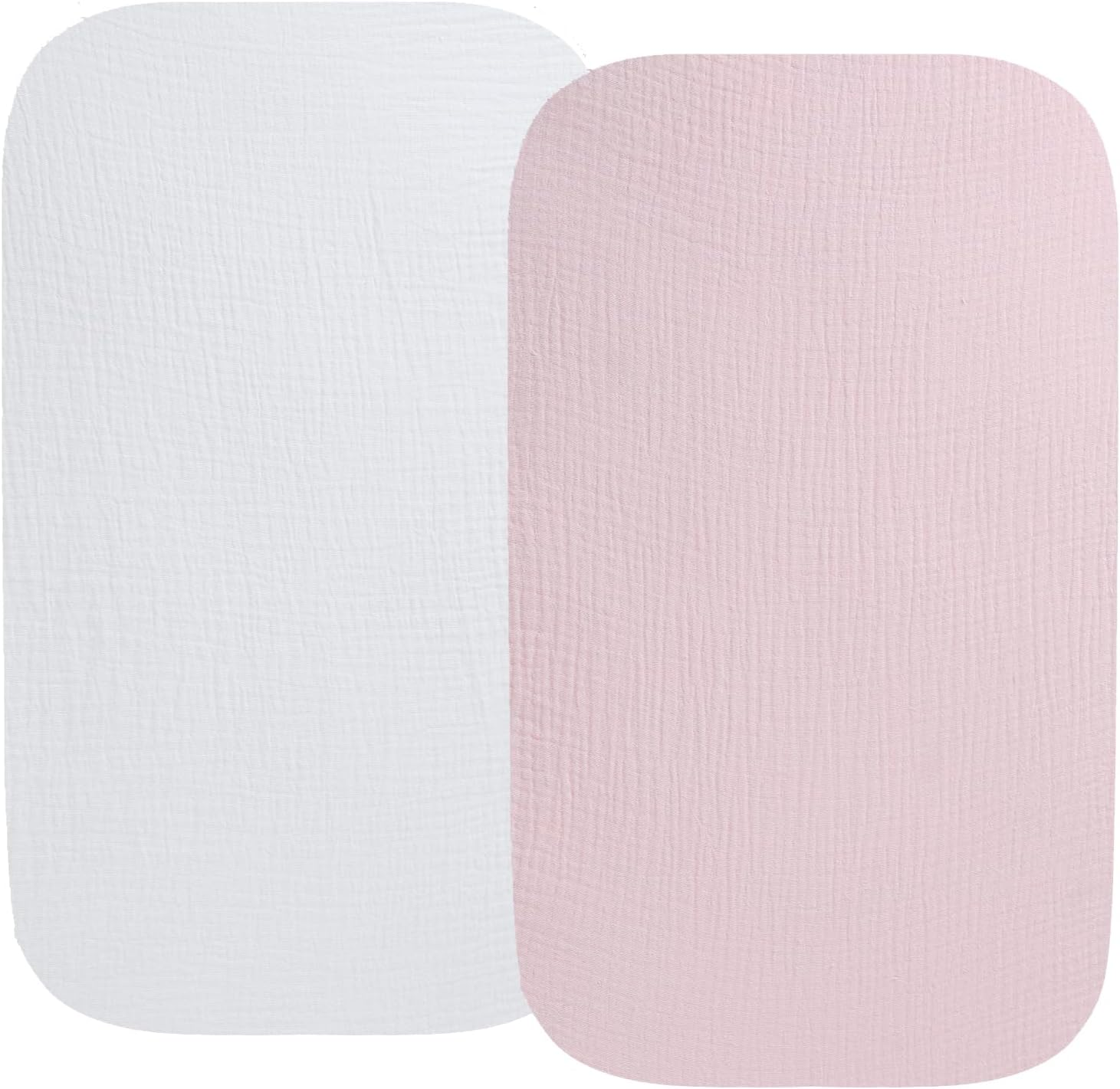 Fadacudan Muslin Bassinet Sheet Compatible with Uppababy Bassinet, 2 Pack Cotton Stylish Boho Fitted Bassinet Sheets Super Soft for Baby Roman Green & Botanical Leaf