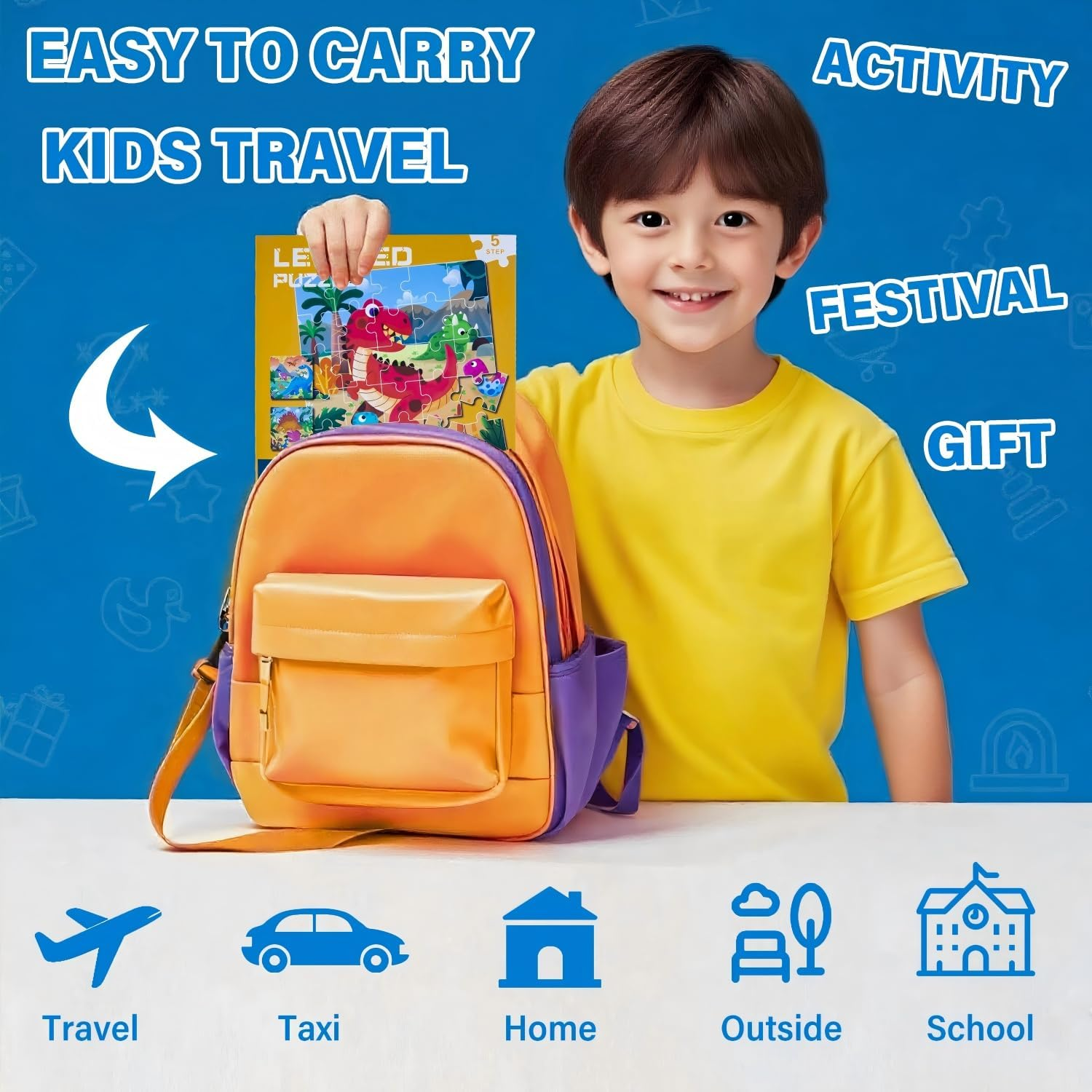 Magnetic Puzzles for Kids Ages 3-6, 97-Piece Travel Toys Dino Game, 3 in 1 Travel Puzzles Games Fun Toddler Puzzle Ages 2-4, for 2 3 4 5 6 7 Year Old Birthday Gift (L5 Prehistoric Dinosaur) - L1 Happy Ranch image number 6