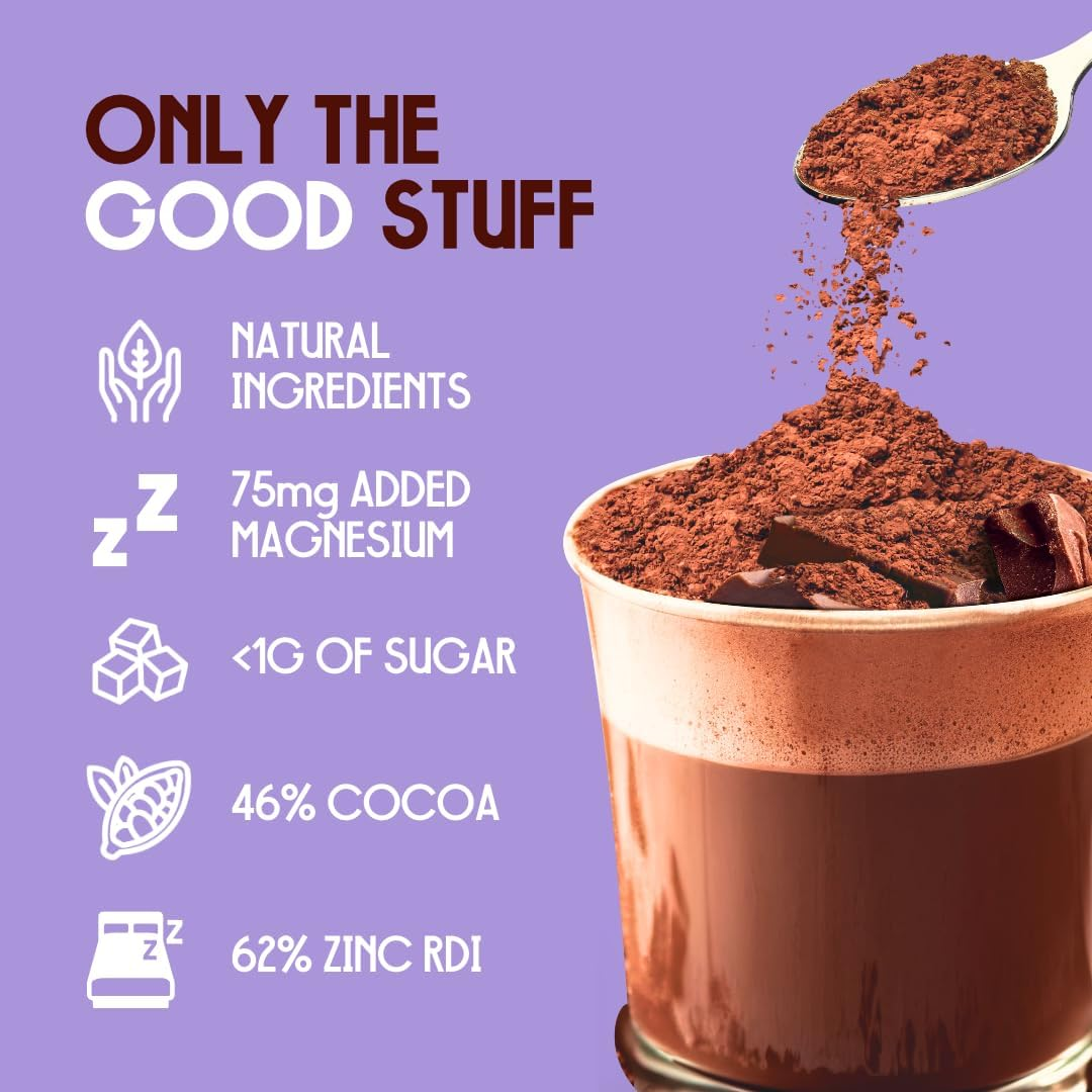 Peak Unwind Hot Chocolate Powder with Magnesium, Natural Sleep Aid - Sugar Free Milk Chocolate - Chamomile & Sleep Hot Chocolate, Keto-Friendly - 30 Servings