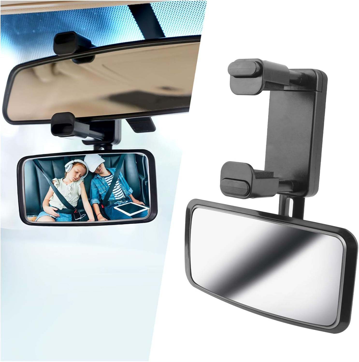 OFBAND 360&deg; Curved Baby Car Mirror, Clip onto Rearview Mirror, Adjustable Baby Mirror for Car SUV Truck