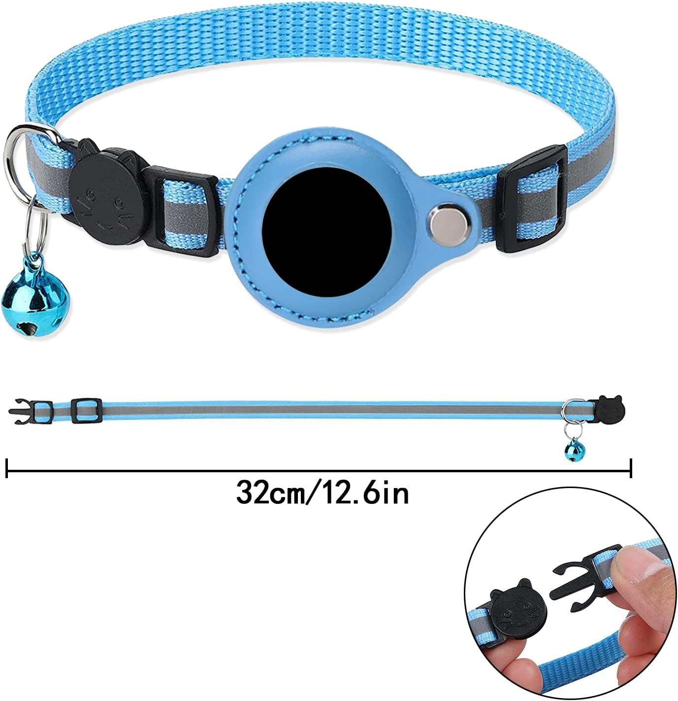 Airtag Pet Collar, Adjustable Cat Collar with Airtag Holder for Kittens, Dogs (Blue) image number 4