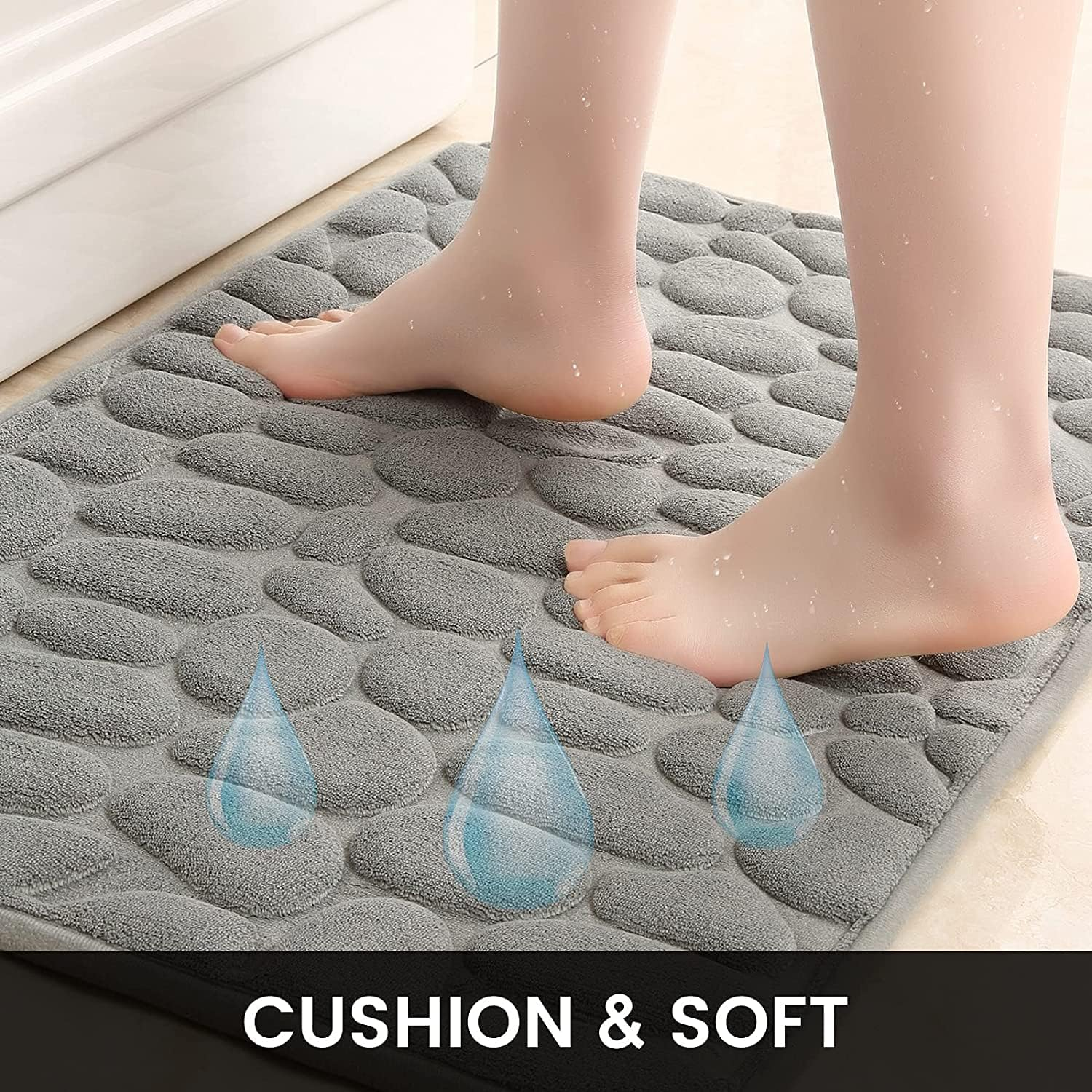 Bath Mat Set 2 Piece, Bathroom Rugs and U-Shaped Toilet Mats Set, Non-Slip, Absorbent, Quick Drying Memory Foam Bath Mat Set Machine Washable, Suitable for Tub, Shower and Bath Room