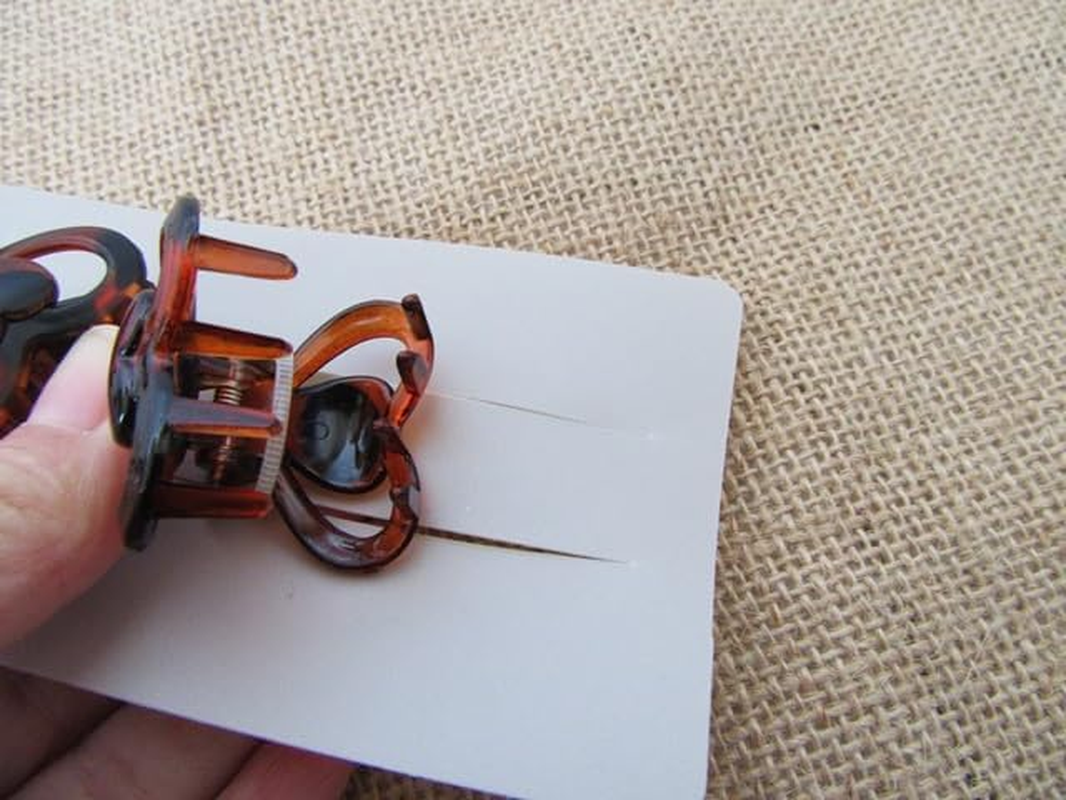 10Sheets X 2Pcs Fashion Brown Coffee Heart Claw Hair Clips image number 4