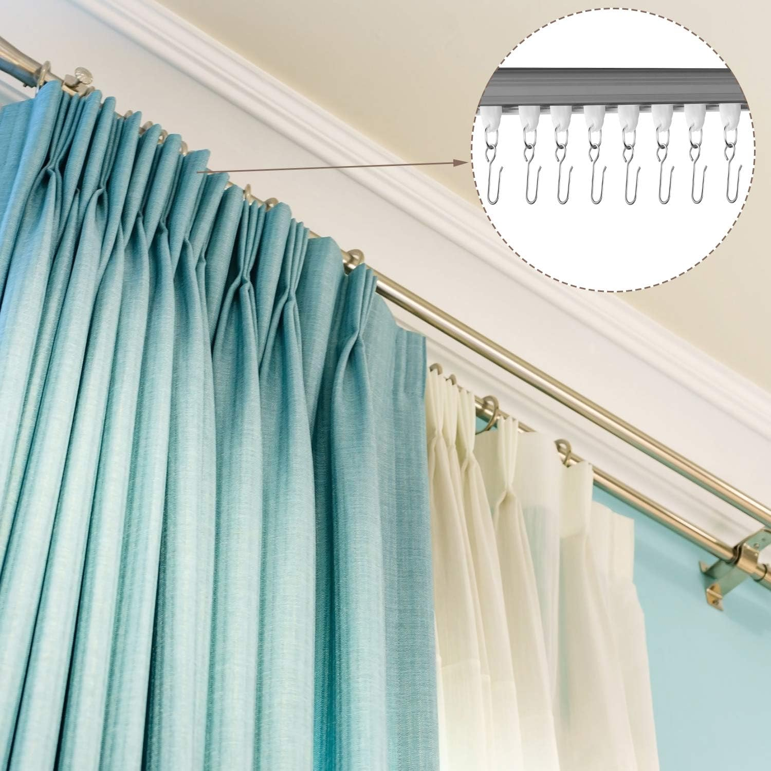 Metal S-Shaped Curtain Hooks for Ceiling Drape Track - Small Wire Hooks for Curtain and Drape image number 1