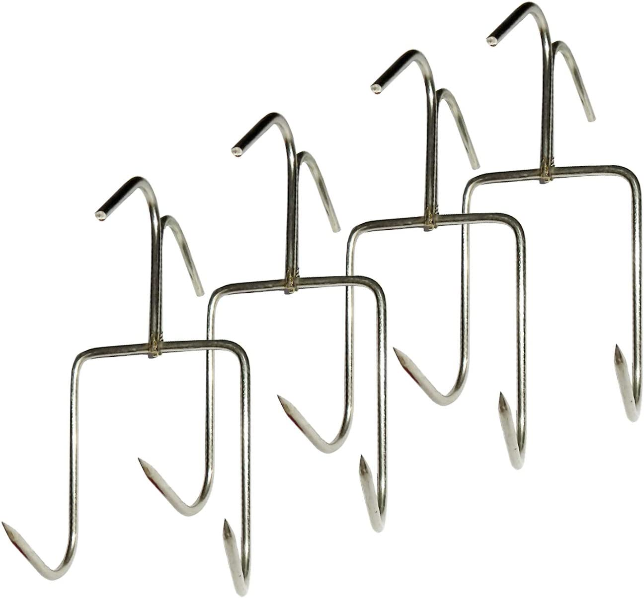 TIHOOD 4Pack Smoker Hooks, Stainless Steel Bacon Hanger, Roast Duck Hooks,Meat Hooks for Smoking, Hanging Bacon Hams Meat Processing BBQ Grill
