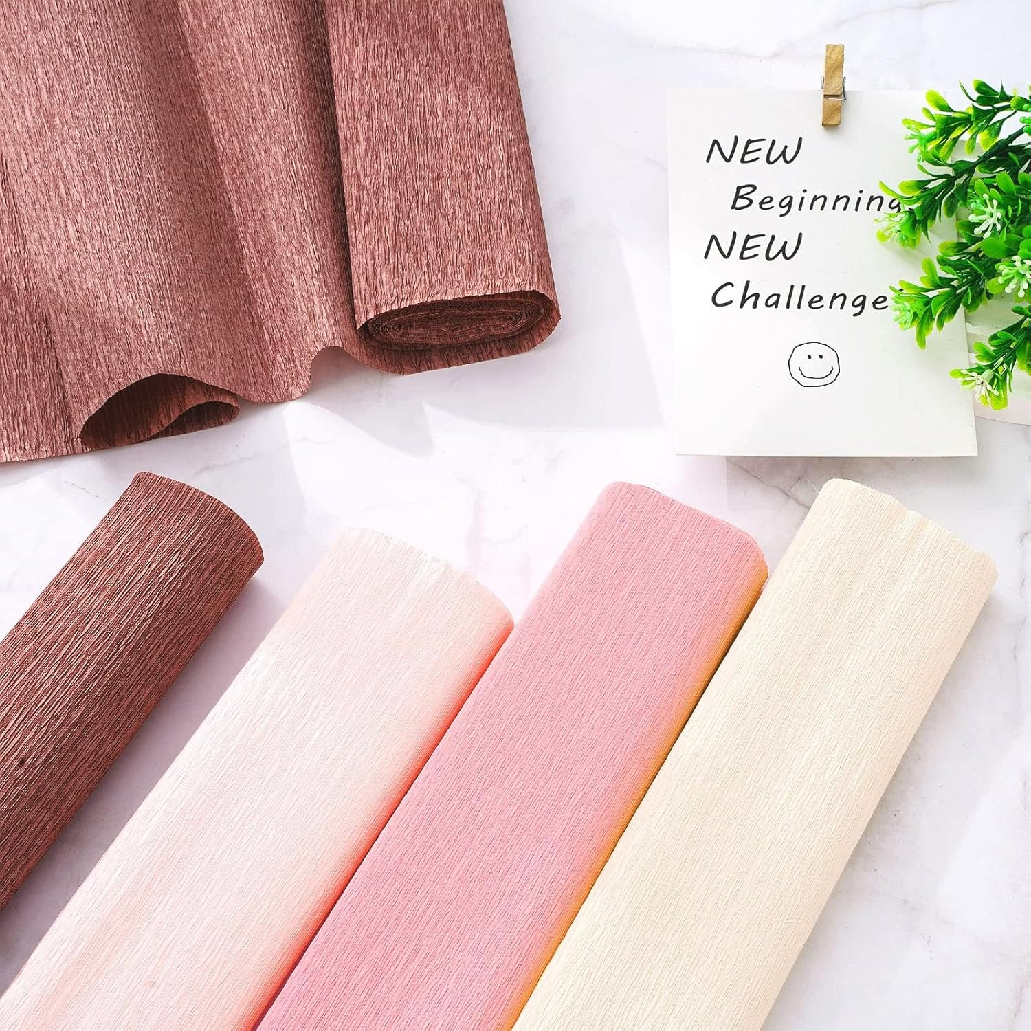 8 Rolls Crepe Paper Streamers 25 X 250Cm 4 Colors Party Streamers Rose Gold Pink Brown Crepe Paper Roll Decorative Craft Streamer for DIY Gift Wrapping Paper Crafts Room Decor image number 3
