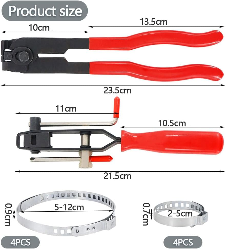HYAVIA 10-Piece Clamp Pliers with CV Boot Kit Ear Tie Crimping Tool Stainless Steel Adjustable Hose Banding Pliers Automotive Axle Joint Clamp Tool for Car Repair image number 3