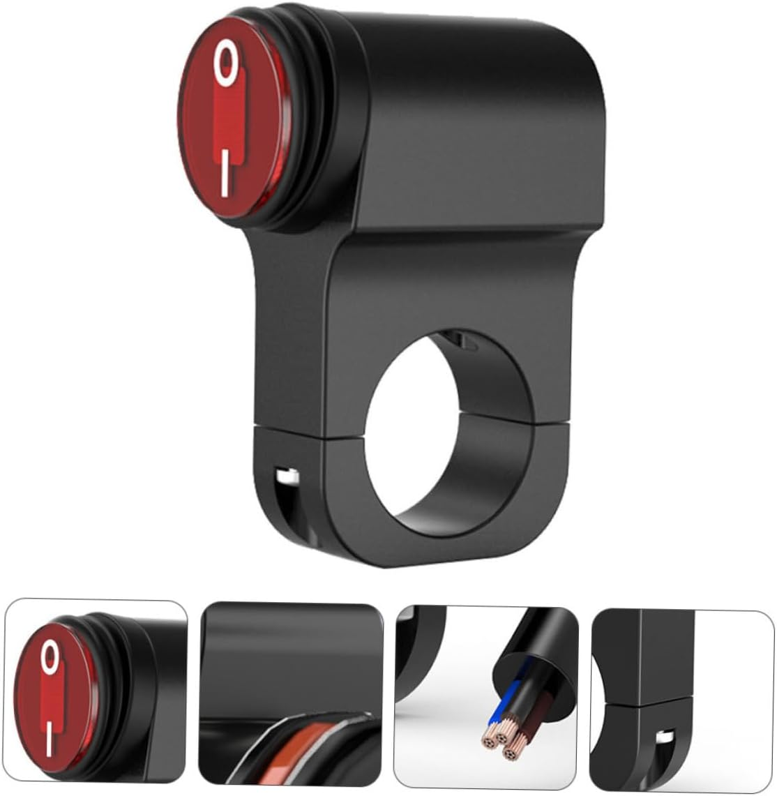 BUGUUYO Motorcycle Handlebar Switch 3-Wire on off Button with Light 22Mm Driving Lamp Toggle for Small Motorbike Fog Light Electrical Parts image number 4