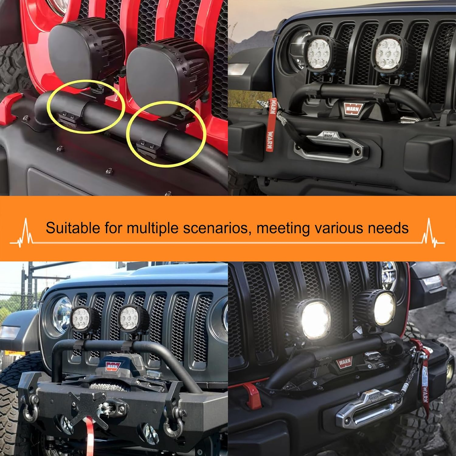 KMFCDAE Tube Clamp Mounting Bracket for 2 Inch Bull Bar Roof Rack Roll Cage Mounts LED Square round Work Light & Light Bar (Adjustable between 47-53Mm/1.8-2.1Inch) image number 5