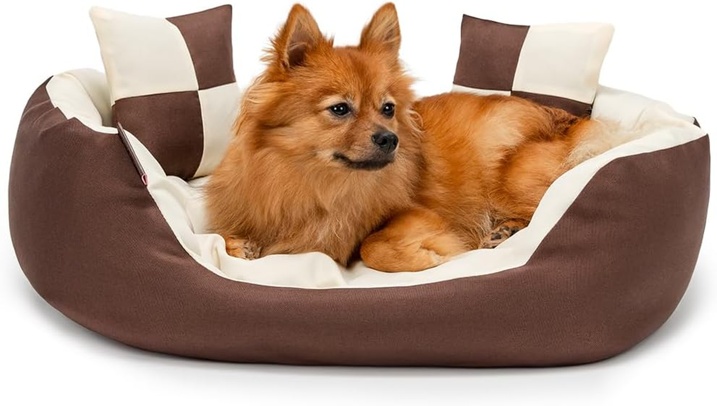 Dibea Warm Basket Tearproof/Waterproof Cushion Dog/Cat Bed with Pillow, 65 X 50 X 20 Cm, Black/Brown