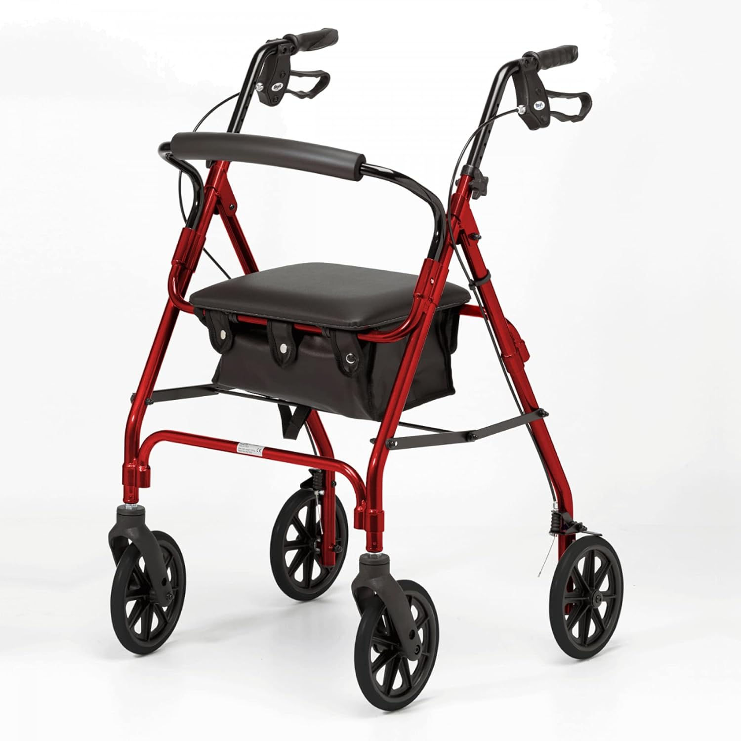 Days 105 Wheeled Rollator, Mobility Aid for Disabled or Elderly, Lightweight, 8" Wheels, Red image number 2