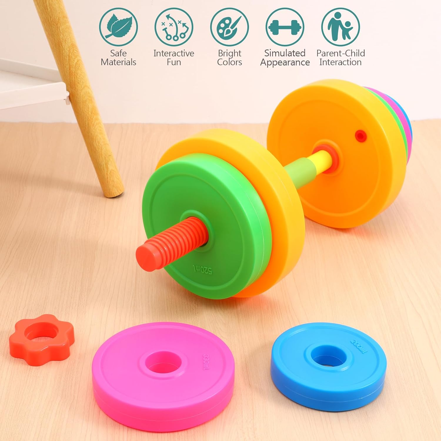Kisangel Adjustable Plastic Dumbbell for Boy Girl Exercise Hand Weights for Boys and Girls Boy Girl Workout and Dance Dumbbells for Kindergarten and Home Fitness image number 4