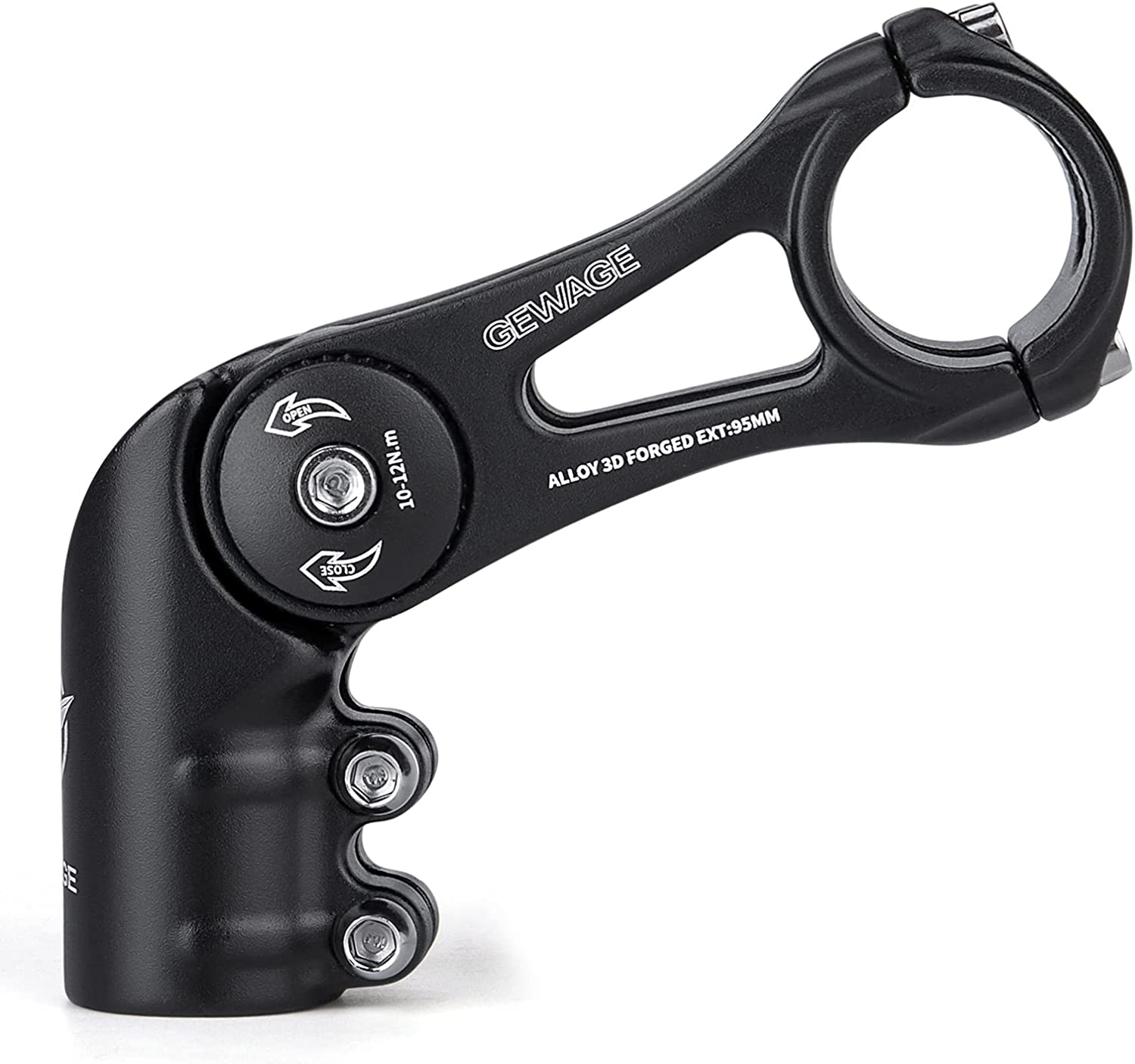 GEWAGE Bike Stem - 130 Degree Adjustable Bicycle Stem- 75Mm 90Mm 130Mm Handlebar Stem Riser for 31.8(1-1/4") Handlebars, Suitable for Most of Mountain Bike, Road Bike, BMX