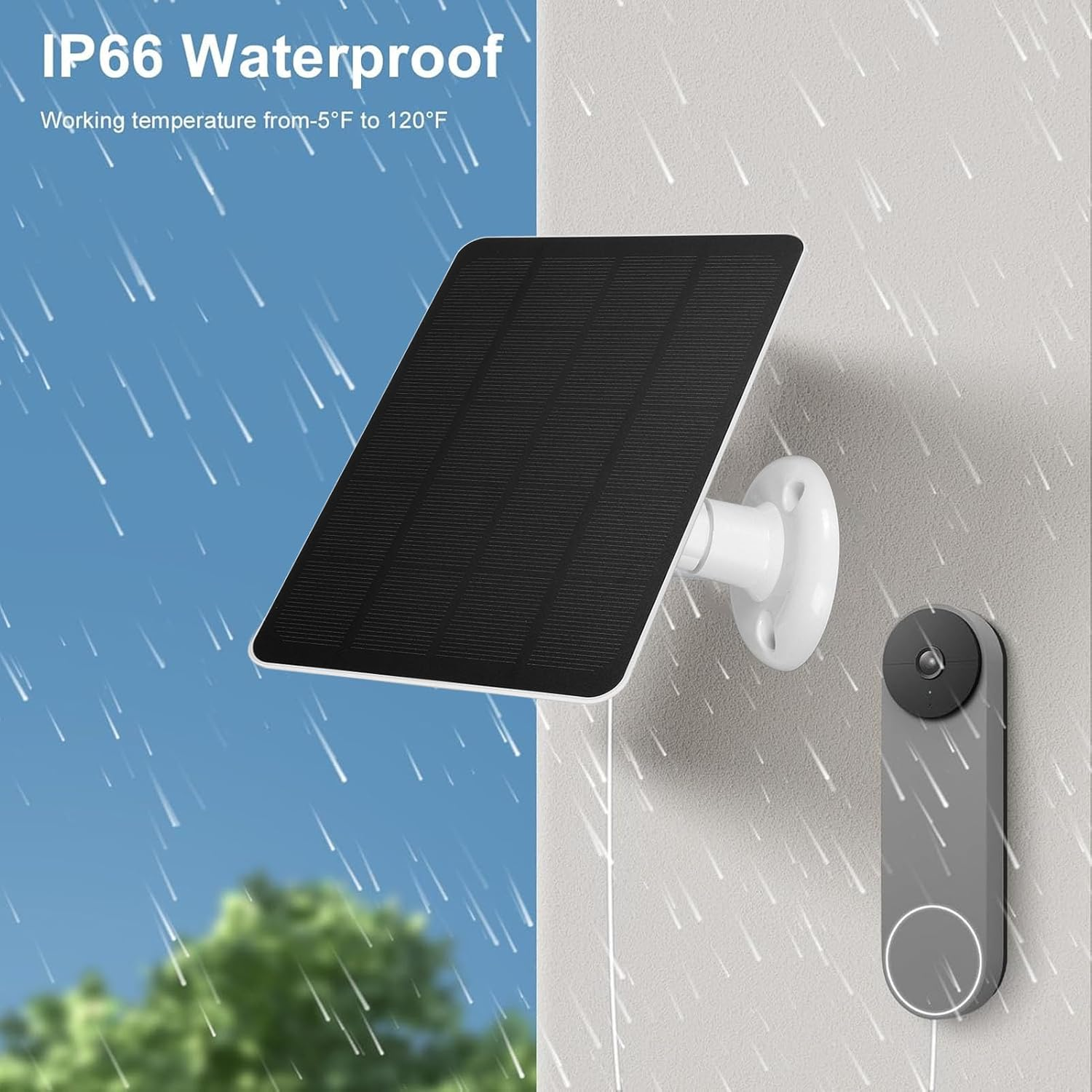 Solar Panel for Doorbell, Solar Compatible with Nest Doorbell (Battery), for Ring Video Doorbell, Doorbell 2K Camera, 360 Degree Adjustable, 9.8 Feet Charging image number 4
