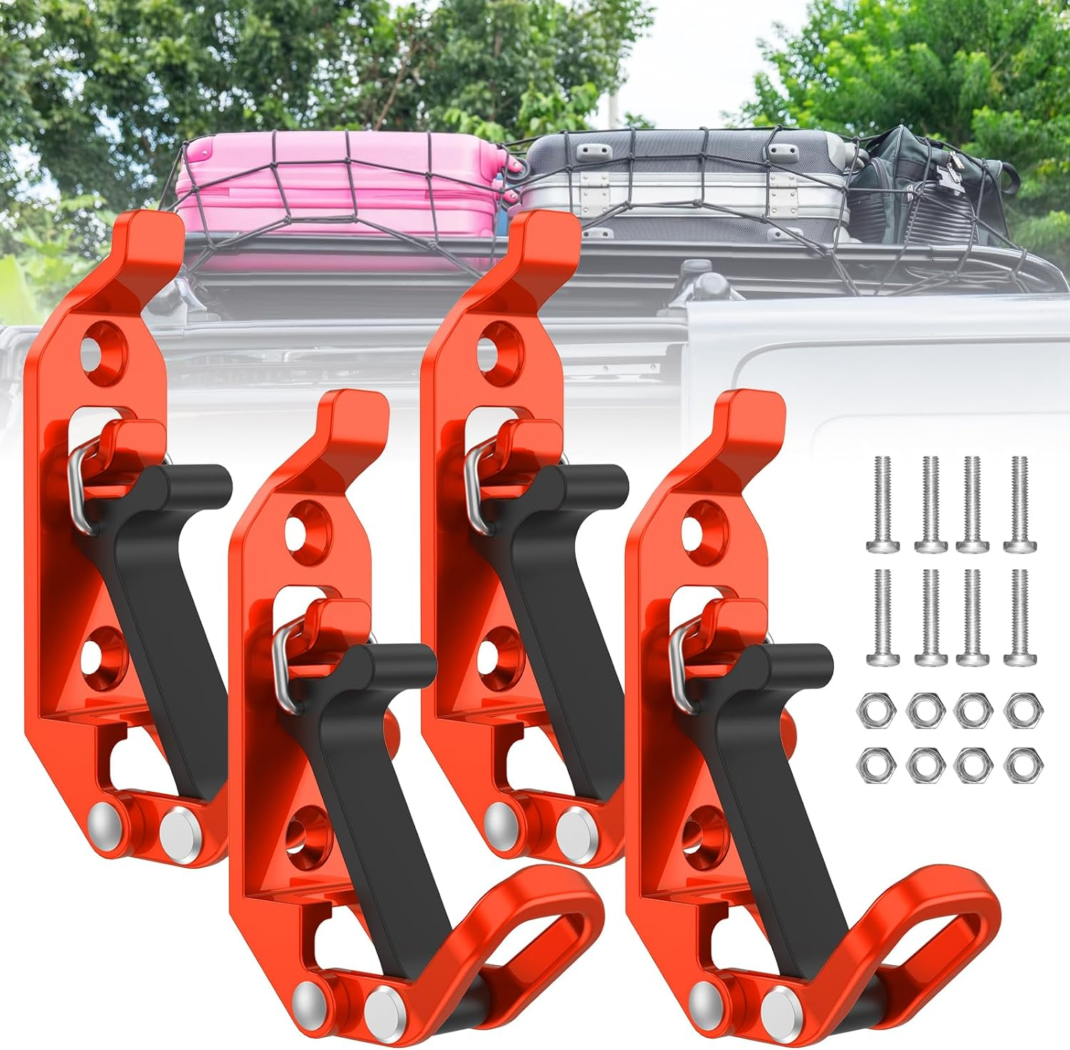 4Pcs Roof Rack Shovel Mount Kit Zinc Alloy Shovel Holder Clamp Metal Axe Holder Wall Mount Set Hammer Holder Bracket Clamp with Screws Quick Release for Shovel Axe(Black)