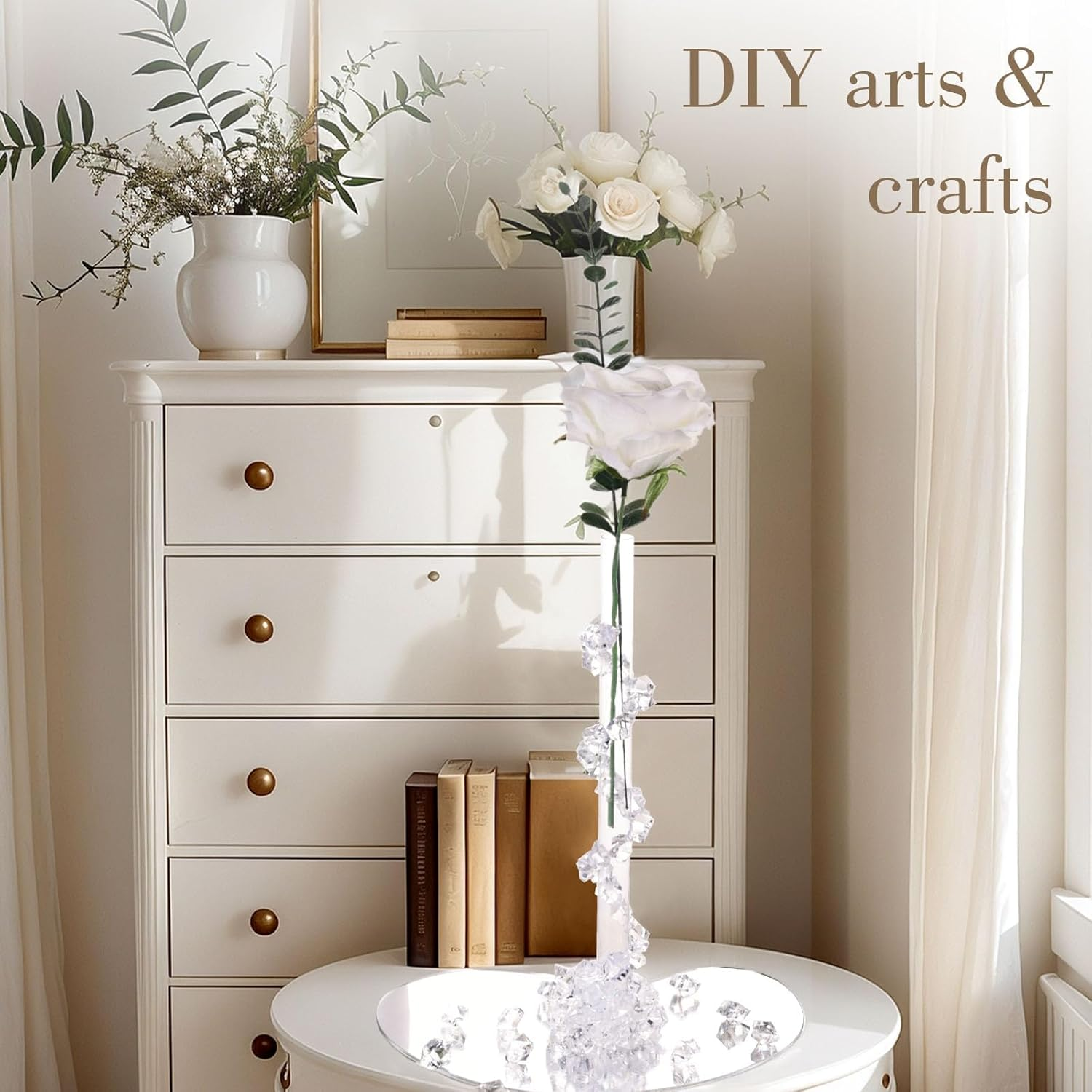 FACAICAI 200Pcs Premium Blue Fake Ice, Acrylic Ice Rocks Plastic Rocks Acrylic Stones Crushed Ice Cubes Diamonds Gems for Winter Vase Fillers Winter Decoration (Clear) image number 2