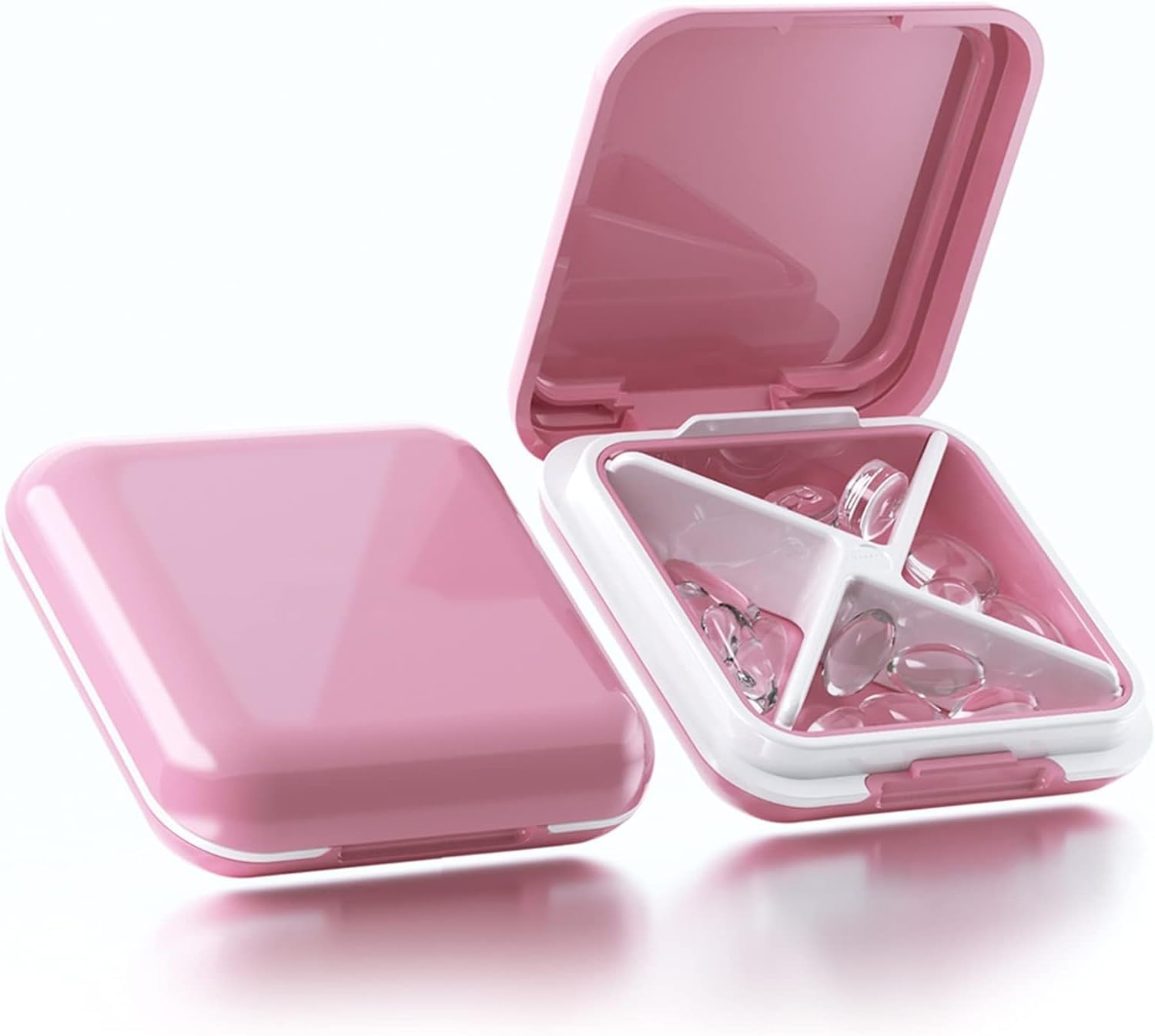 4 Compartments Small Pill Case - Portable Daily Pill Organizer Box for Travel, Medicine and Vitamin Storage image number 1