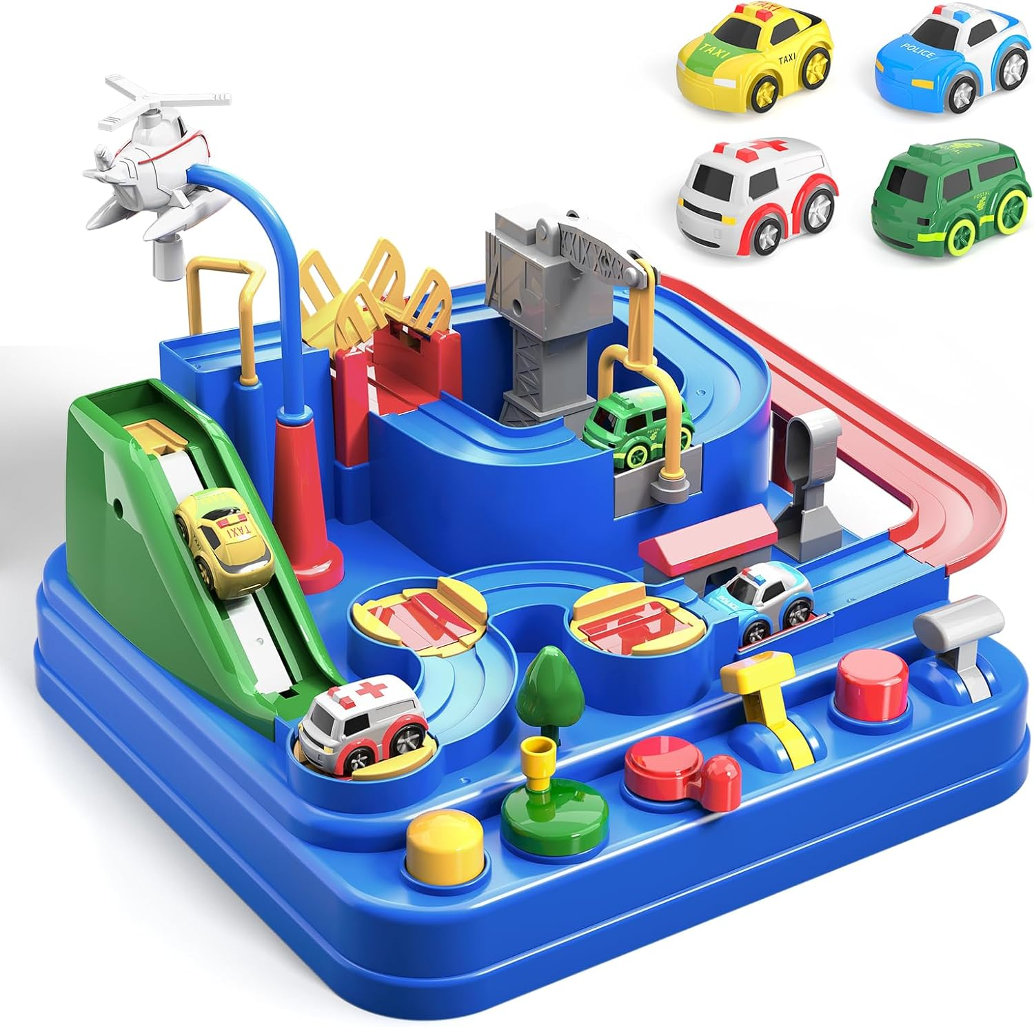 Toddler Toys for 3 4 5 6 Year Old Boys, Race Car Tracks Toys for Boys, Car Rescue Adventure Preschool Educational Toys image number 3