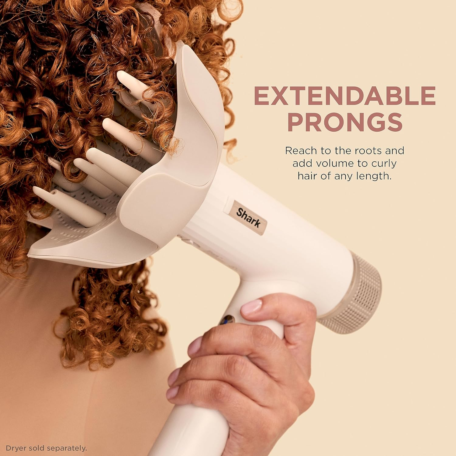 Shark XSKHD3DA Speedstyle Defrizzfast Diffuser, Attachment for Shark Speedstyle Blow Dryers, Styling Tool for Wavy, Curly, & Coily Hair, Define Natural Curls, Extendable Prongs, Stone