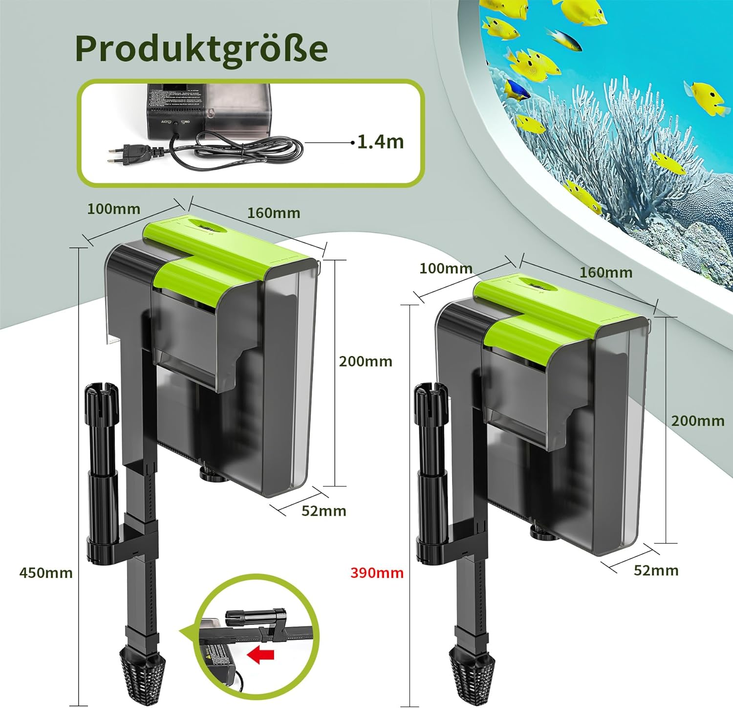 Forever Speed Aquarium External Filter with UVC 4-In-1 Adjustable Flow Hang on Filter 450L/H Waterfall Filter for 10-100L Aquariums image number 2