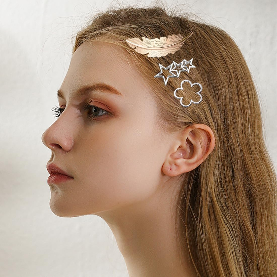 Pack of 10 Metal Hair Clips Cute Hair Clips for Wedding Party Girls Gift Gold and Silver image number 4