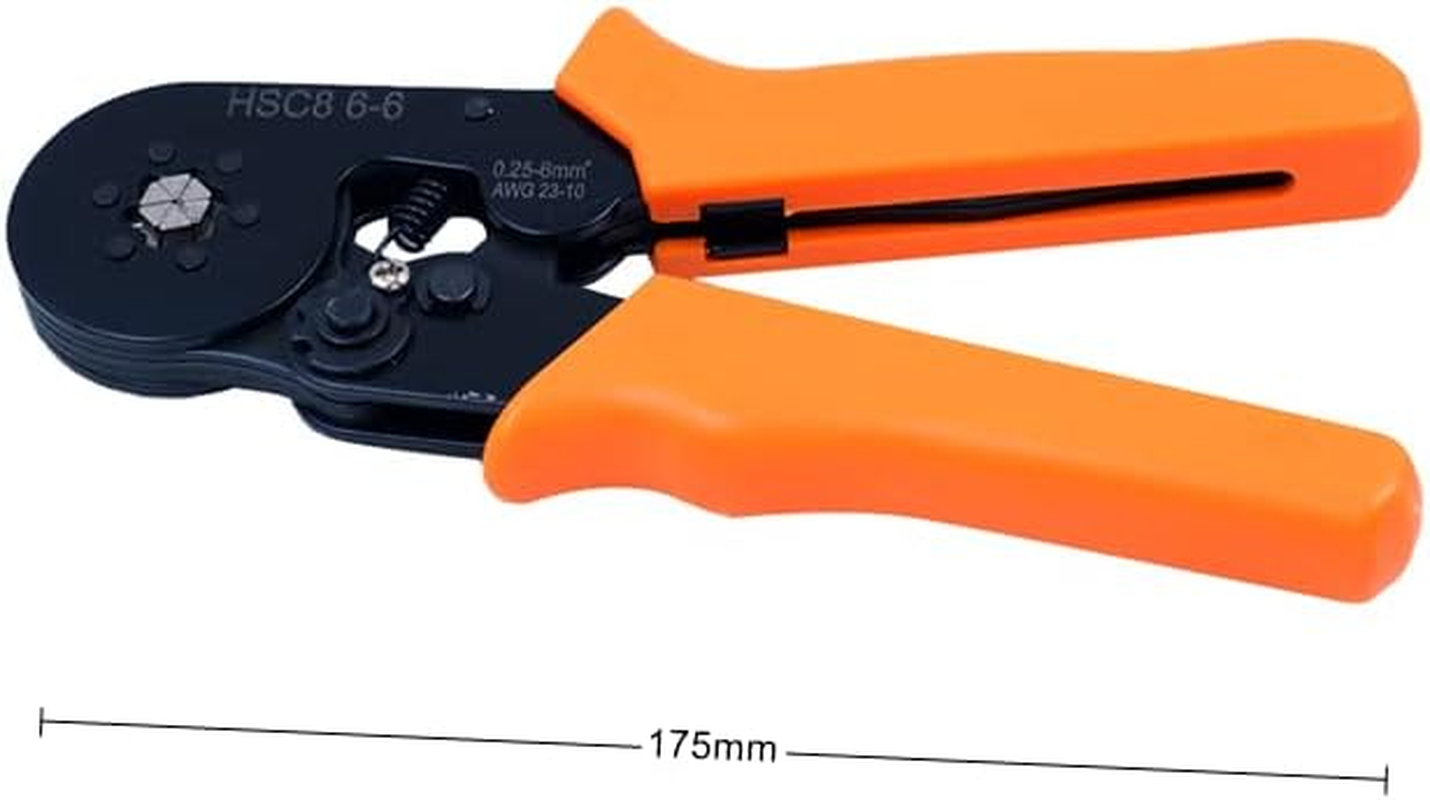 ZONADA Adjustable Ratcheting Ferrule Hexagonal Hex Crimper Pliers Tool Orange Size 0.25~6.0Mm AWG 23 &ndash; 10 image number 2