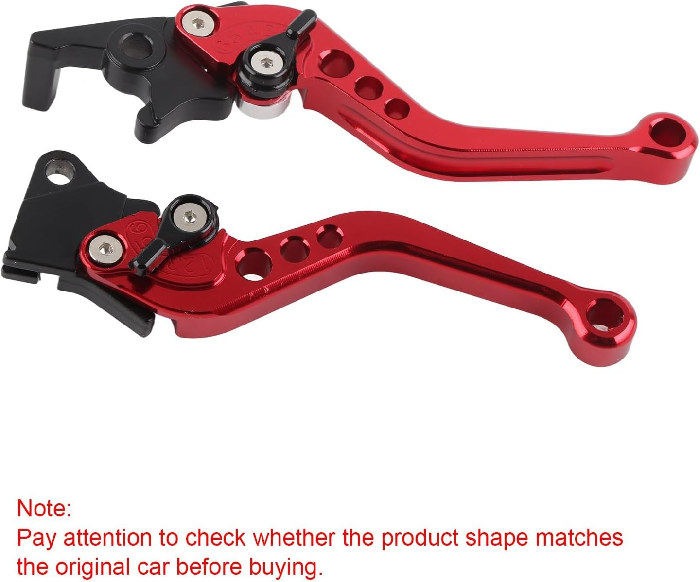 Aluminum Motorcycle Clutch Drum Brake Lever Handle, Pair (Red) - Red image number 3