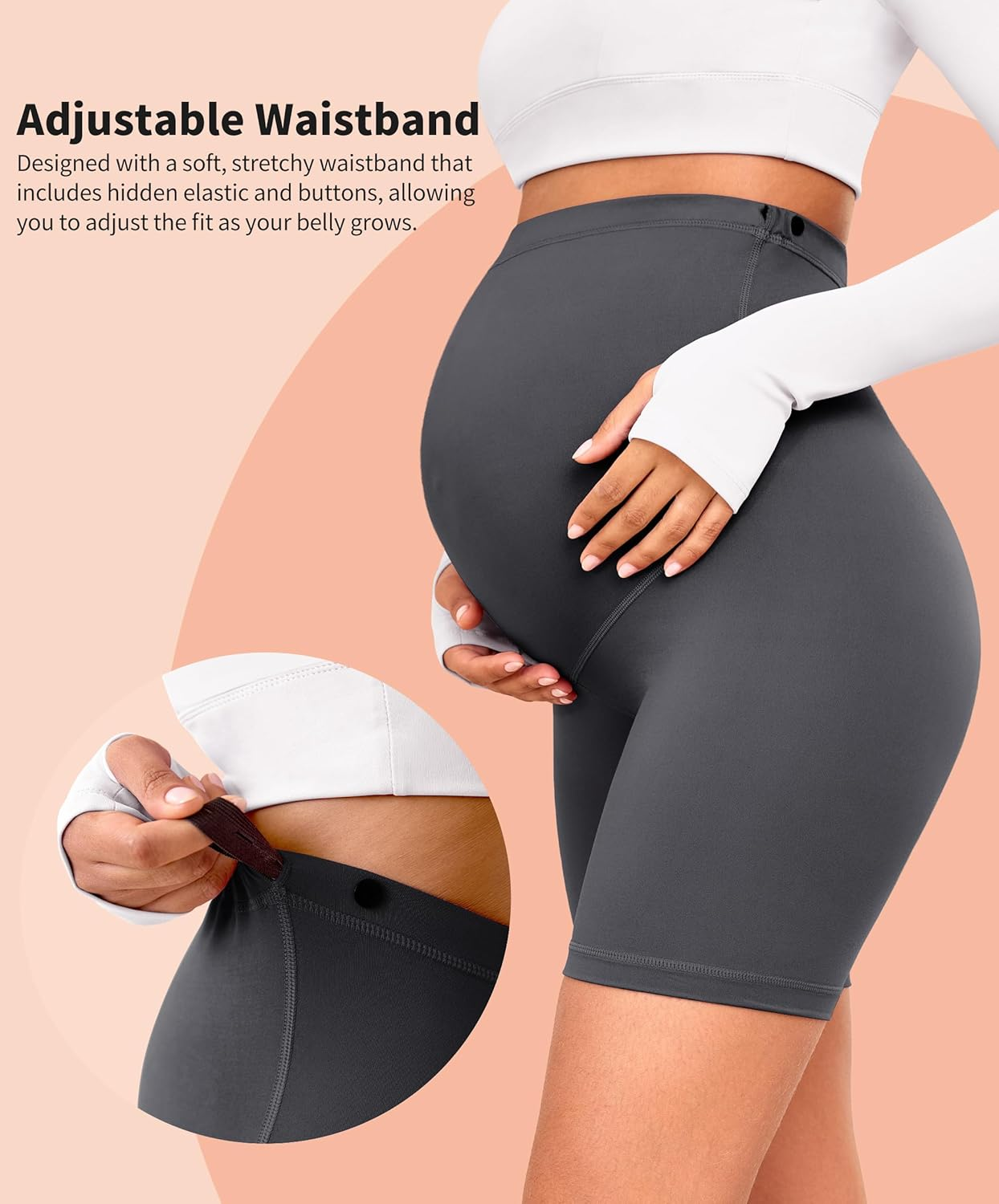 VALANDY Creamlush 4 Pack Maternity Shorts&ndash;Over the Belly Buttery Soft Stretchy Maternity Lounge Yoga Shorts image number 5